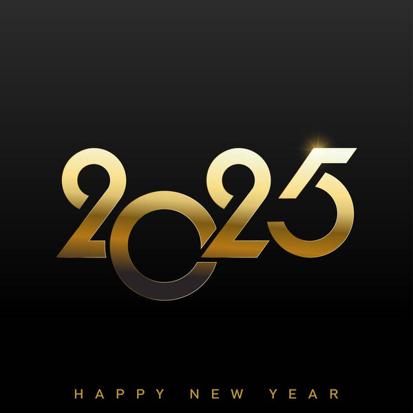 Modern Gold 2025 New Year Celebration Art Design . Vector illustration