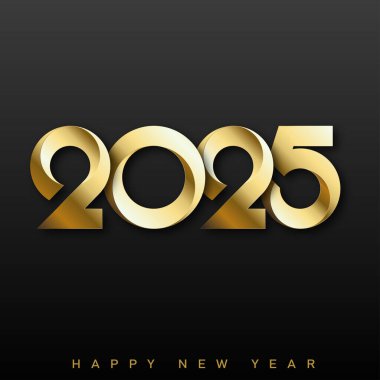 Zarif Altın Saat 2025 Yeni Yıl Geri sayım Tasarımı. Vektör illüstrasyonu