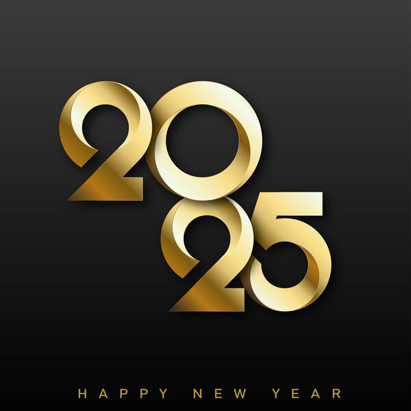 Elegant Gold Clock 2025 New Year Countdown Design . Vector illustration