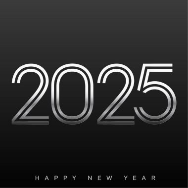 Mutlu yıllar 2025. Stil Yeni Yıl Kutlama Kartı Vektörü illüstrasyonuName
