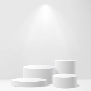 Tropikal Palm Leaf ile Modern Minimalist Beyaz Yaya Gösterimi. Vektör illüstrasyonu