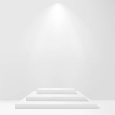 Tropikal Palm Leaf ile Modern Minimalist Beyaz Yaya Gösterimi. Vektör illüstrasyonu