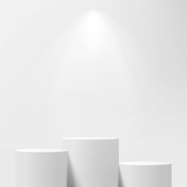 Tropikal Palm Leaf ile Modern Minimalist Beyaz Yaya Gösterimi. Vektör illüstrasyonu