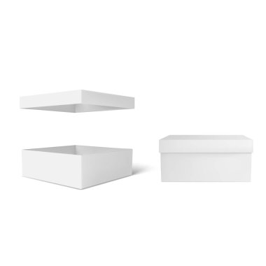 Silinebilen Kapaklar Vektör illüstrasyonlu Boş Beyaz Kare Kutular