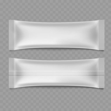 Gıda ve içecek ürünleri için Boş Beyaz Çubuk Sachet Paketleme Vektör illüstrasyonu