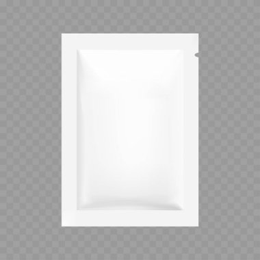 Şeffaf Arkaplan Vektörü illüstrasyonunda Gerçekçi Boş Kese ve Sachet Paketleme Biçimi