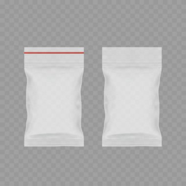 Boş Beyaz Atıştırmalık Paket Mokasyonu. Vektör illüstrasyonu