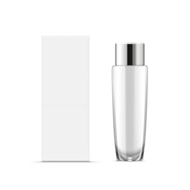 Gümüş Lid ve Kutu Modeli Boş Kozmetik Cam Kavanozu. Vektör illüstrasyonu