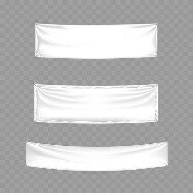 Boş Beyaz Sancak Set Mockup. Vektör illüstrasyonu
