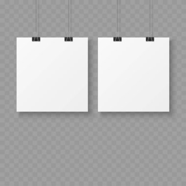 Boş Posterleri Ataç Yapılandırma Vektörü illüstrasyonuyla Asmak