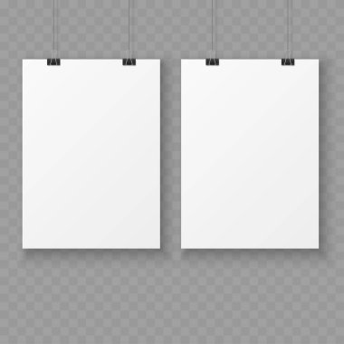 Boş Posterleri Ataç Yapılandırma Vektörü illüstrasyonuyla Asmak