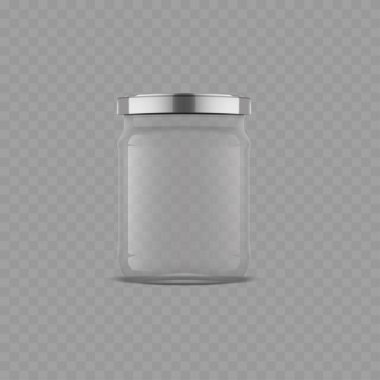 Metal Lid Mockup Vektörü ile Boş Cam Kavanoz