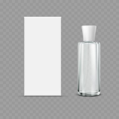 Glass Bottle with Box Mockup - Vector illustration