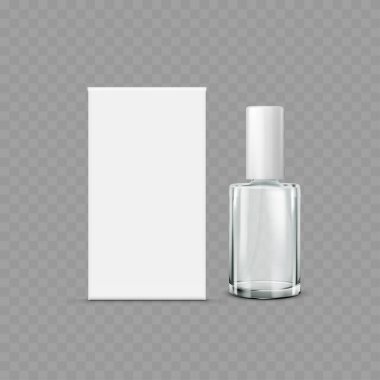 Glass Bottle with Box Mockup - Vector illustration
