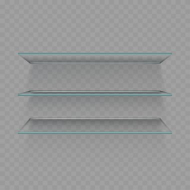 Duvardaki Cam Raflar. Vektör illüstrasyonu