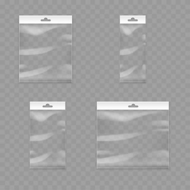 Hang Delikli Plastik Paket Paketleri. Vektör illüstrasyonu