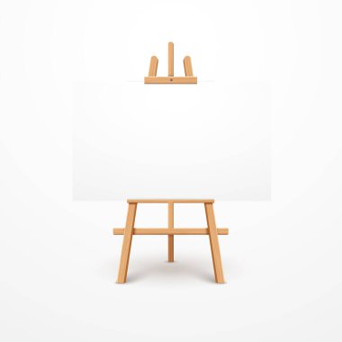 Boş tuval ile Tahta Easels Sanat için hazır. Vektör illüstrasyonu