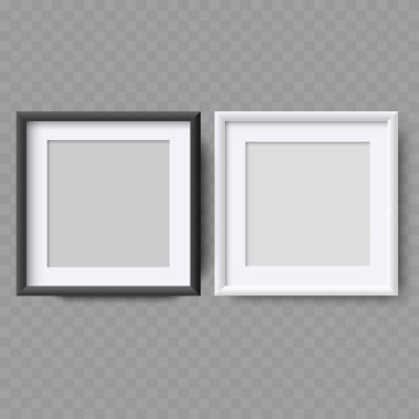 Siyah ve Beyaz Yapılandırılmış İki Boş Kare Çerçeve - Vektör illüstrasyonu