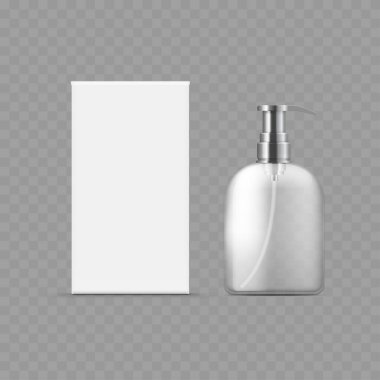 Beyaz Paketleme Kutusu ve Pompa Şişe Modeli - Vektör illüstrasyonu
