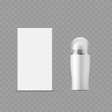 Beyaz Paketleme Kutusu ve Pompa Şişe Modeli - Vektör illüstrasyonu