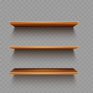 Gölge Vektörü illüstrasyonlu Tahta Raflar