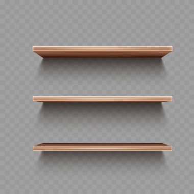 Gölge Vektörü illüstrasyonlu Tahta Raflar