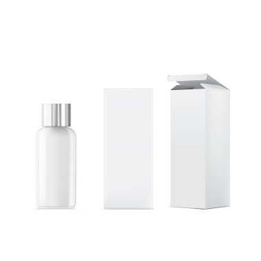 Paketleme Kutusu Yapılandırma Vektörü illüstrasyonlu Beyaz Şişe