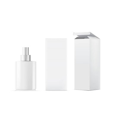 Paketleme Kutusu Yapılandırma Vektörü illüstrasyonlu Beyaz Şişe