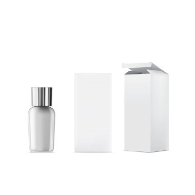 Paketleme Kutusu Yapılandırma Vektörü illüstrasyonlu Beyaz Şişe