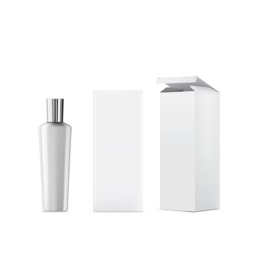 Paketleme Kutusu Yapılandırma Vektörü illüstrasyonlu Beyaz Şişe