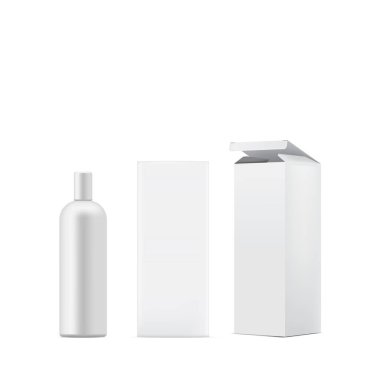 Paketleme Kutusu Yapılandırma Vektörü illüstrasyonlu Beyaz Şişe