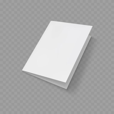 Gerçekçi Boş Beyaz Çift Katlı A4 Broşür Model. Vektör illüstrasyonu