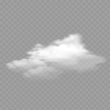 Gerçekçi Beyaz Duman Bulutu veya Sisli Sis Element Vektörü illüstrasyonu