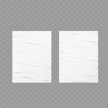 Gerçekçi Yapışkan Yapıştırılmış Boş Kağıt Çarşaflar Yapılandırma Vektörü illüstrasyonu