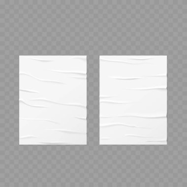 Gerçekçi Yapışkan Yapıştırılmış Boş Kağıt Çarşaflar Yapılandırma Vektörü illüstrasyonu