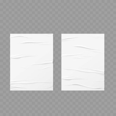 Gerçekçi Yapışkan Yapıştırılmış Boş Kağıt Çarşaflar Yapılandırma Vektörü illüstrasyonu