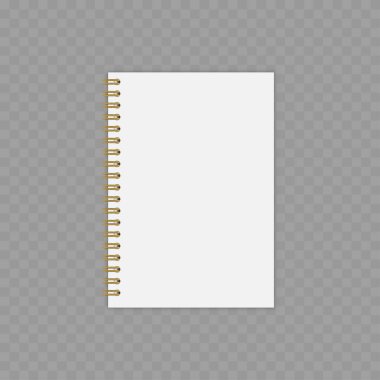 Boş Beyaz Sarmal Not Defteri Modeli - Kablo Bağlı Şablon. Vektör illüstrasyonu