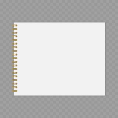 Boş Beyaz Sarmal Not Defteri Modeli - Kablo Bağlı Şablon. Vektör illüstrasyonu
