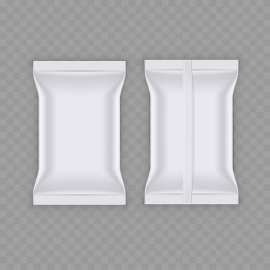 Boş Beyaz Gıda Model Paket Paket Paket Şablonu. Vektör.