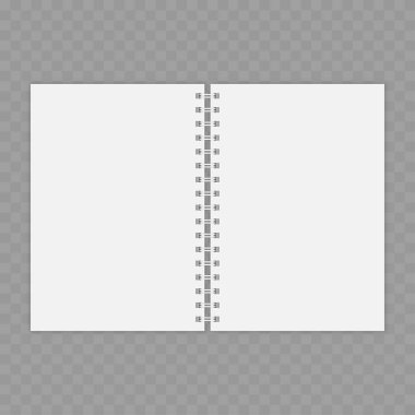 Boş Yatay Sarmal Not Defteri Model Manzara Kablo Bağlı Pad. Vektör illüstrasyonu