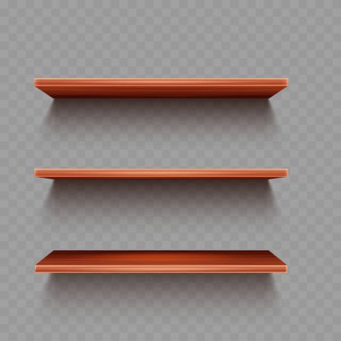 Gölge Vektörü illüstrasyonlu Tahta Raflar