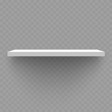 Şeffaf Arkaplanda Boş Beyaz Yüzen raf. Vektör illüstrasyonu