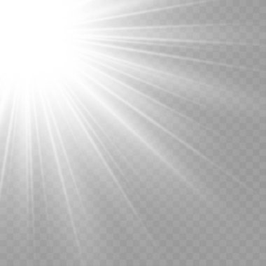 .Vector illüstrasyonundan Beyaz Güneş Işıkları ve Lens Fişeği Efekti