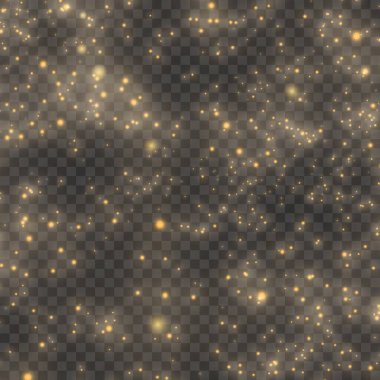 Altın Parıltı Toz Parçacıkları Örtüsü. Parlak Soyut Özgeçmiş. Vektör illüstrasyonu