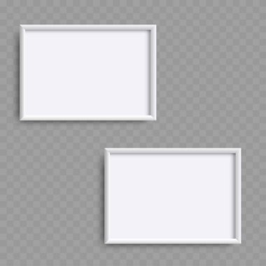 İki White Square Resim Çerçeve Model Seti. Boş Gerçekçi. Vektör illüstrasyonu
