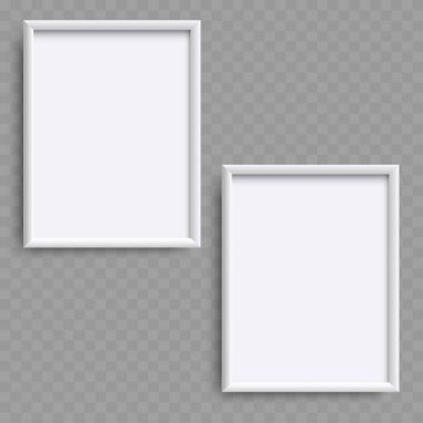 İki White Square Resim Çerçeve Model Seti. Boş Gerçekçi. Vektör illüstrasyonu