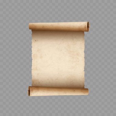 Eski Vintage Kağıt Parşömen Model. Boş Antik Parşömen Parşömeni. Vektör illüstrasyonu