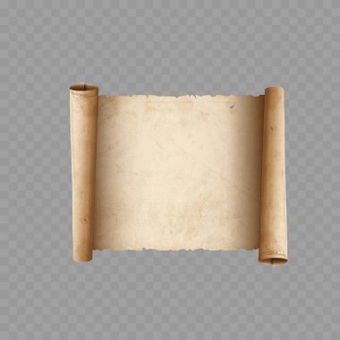 Eski Vintage Kağıt Parşömen Model. Boş Antik Parşömen Parşömeni. Vektör illüstrasyonu