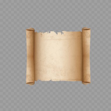 Eski Vintage Kağıt Parşömen Model. Boş Antik Parşömen Parşömeni. Vektör illüstrasyonu