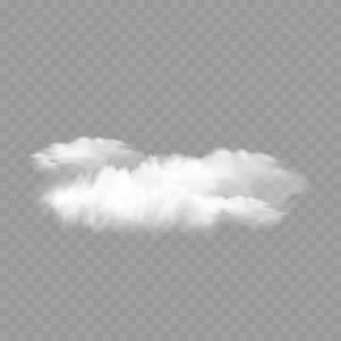 Gerçekçi Beyaz Kabarık Bulut. Şeffaf Hava Durumu elementi. Vektör illüstrasyonu
